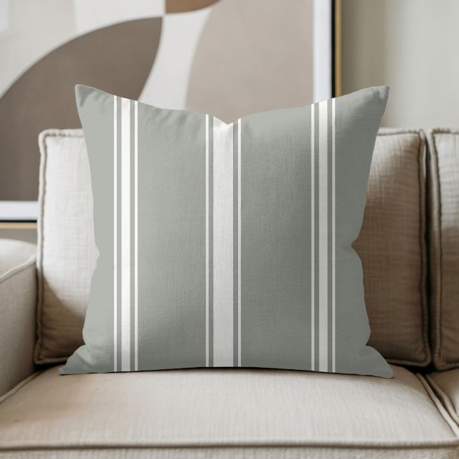Olive Green and Cream Stripe Cushion (Creator Uploaded)