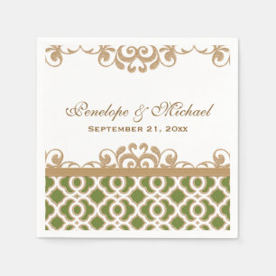 Olive Green and Gold Moroccan Wedding Napkin