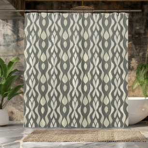 Olive Green and Ivory Modern Print Shower Curtain