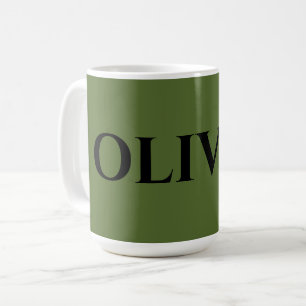 Olive Green and Minimalist Black Name   Coffee Mug