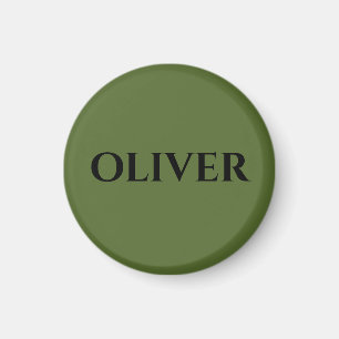 Olive Green and Minimalist Black Name   Magnet