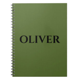 Olive Green and Minimalist Black Name Notebook