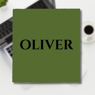 Olive Green and Minimalist Black Name   Notepad