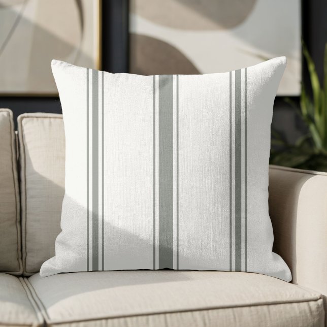 Olive Green and Oatmeal Stripe Cushion (Creator Uploaded)