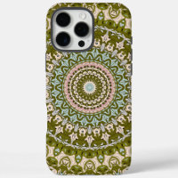 Olive Green and Pastel Mandala Pattern