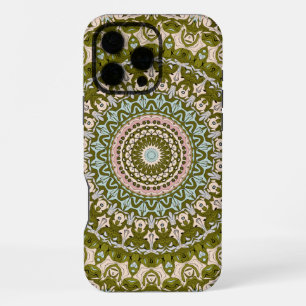 Olive Green and Pastel Mandala Pattern iPhone 16 Pro Max Case
