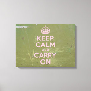 Olive Green and Pink Keep Calm Canvas Print