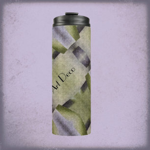 Olive Green and Purple Art Deco Abstract  Thermal Tumbler
