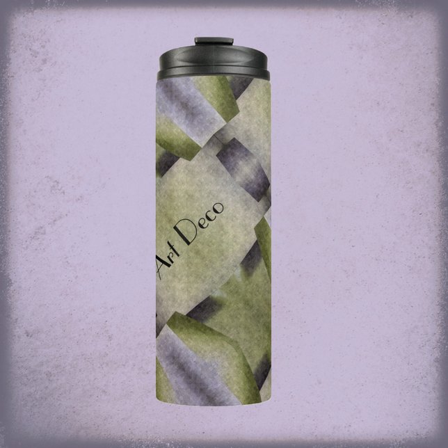 Olive Green and Purple Art Deco Abstract  Thermal Tumbler (Creator Uploaded)