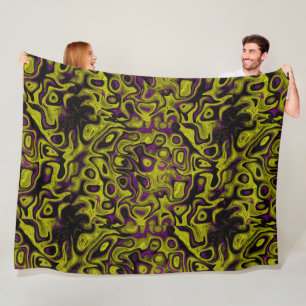 Olive Green and Purple Fire Stone Fleece Blanket
