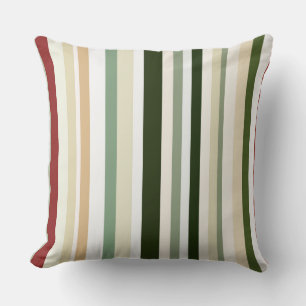 Olive, green and red Stripes Cushion