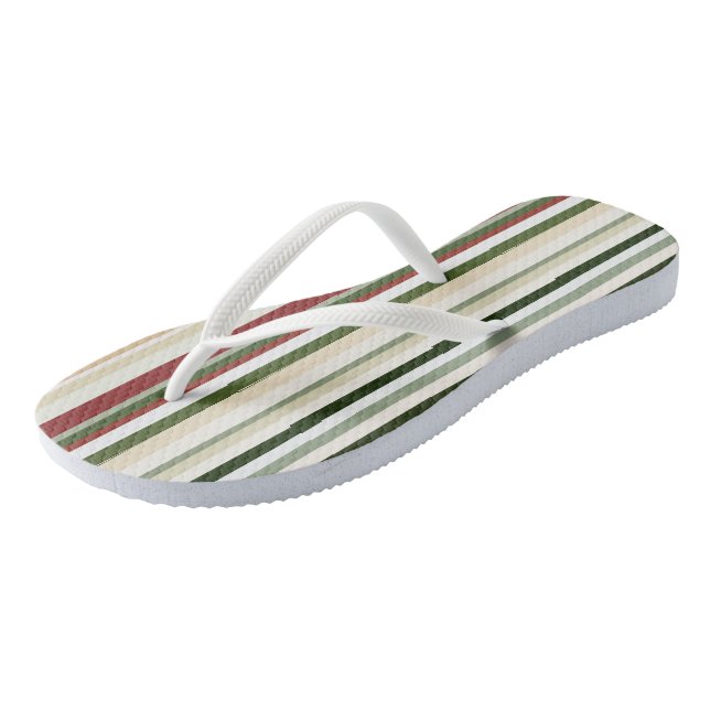 Olive, green and red Stripes Jandals (Angled)