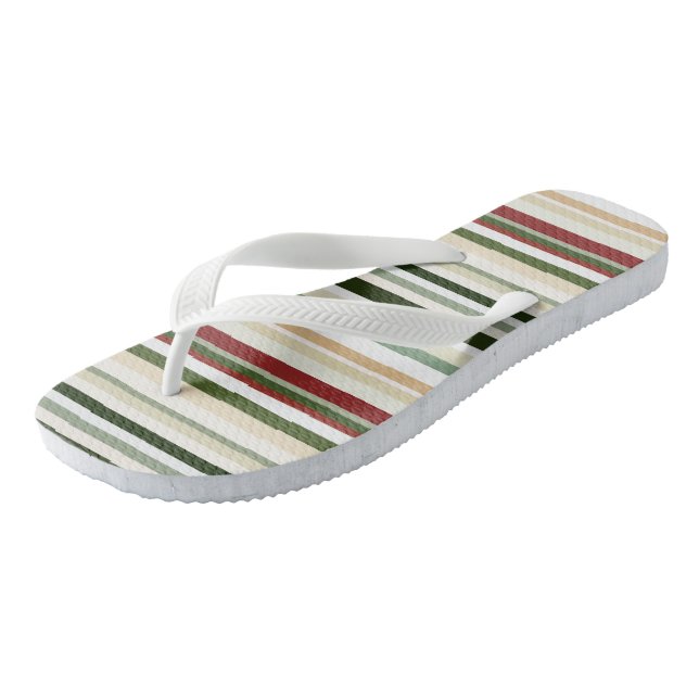 Olive, green and red Stripes Jandals (Angled)