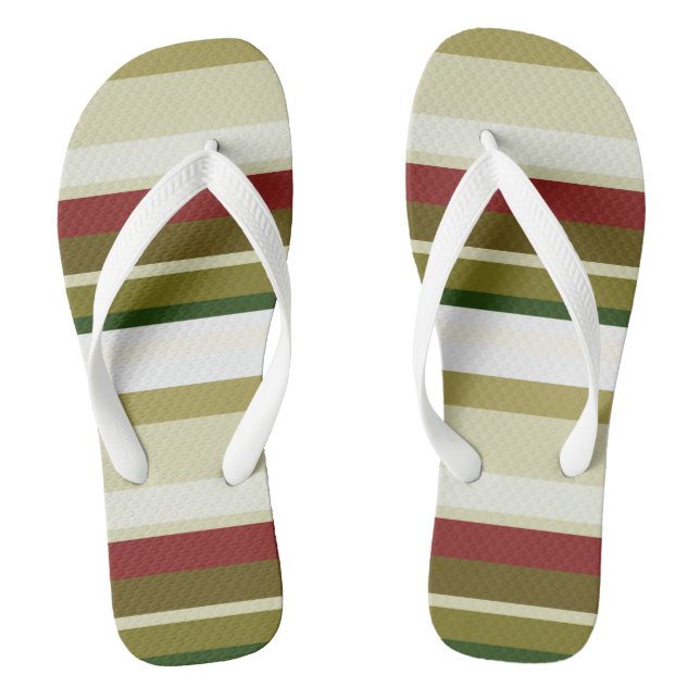 Olive, green and red Stripes Jandals (Footbed)