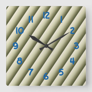Olive Green and Tan Gradient Lines Square Wall Clock
