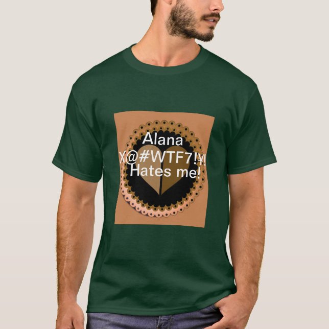 Olive Green and Tan Personalized with Message Men T-Shirt (Front)