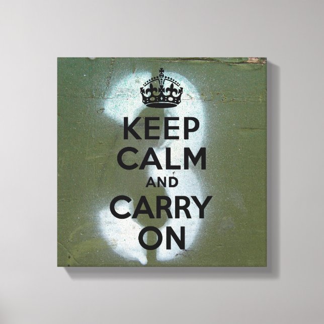 Olive Green and Three, Keep Calm Canvas Print (Front)