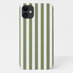 Olive green and white candy stripes Case-Mate iPhone case