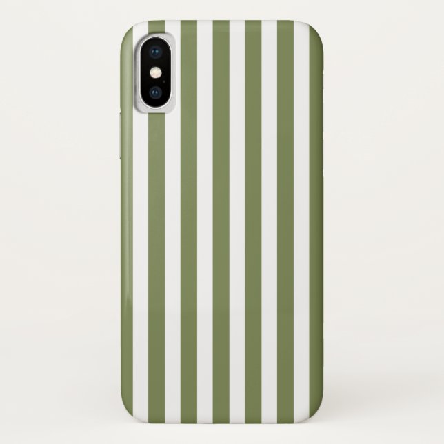 Olive green and white candy stripes Case-Mate iPhone case (Back)