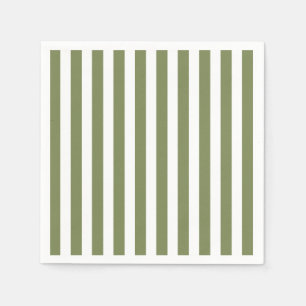 Olive green and white candy stripes napkin