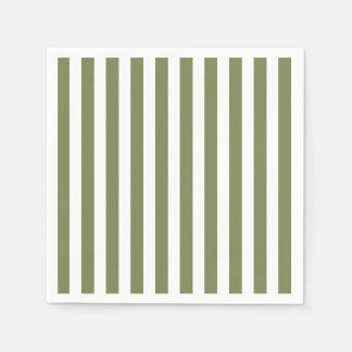 Olive green and white candy stripes napkin