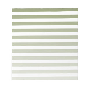Olive green and white candy stripes notepad