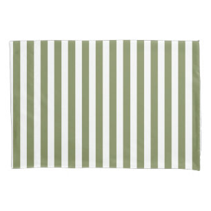 Olive green and white candy stripes pillowcase