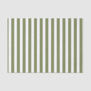 Olive green and white candy stripes tissue paper
