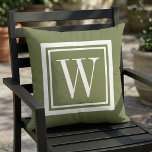 Olive Green and White Classic Square Monogram Cushion<br><div class="desc">Design your own custom throw pillow in any colour combination to perfectly coordinate with your home decor in any space! Use the design tools to change the background colour and the square border colour, or add your own text to include a name, monogram initials or other special text. Every pillow...</div>