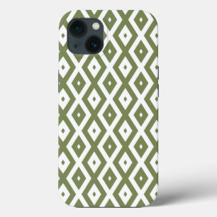 Olive green and white diamond pattern Case-Mate iP iPhone 13 Case