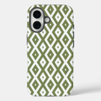Olive green and white diamond pattern