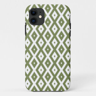Olive green and white diamond pattern Case-Mate iPhone case