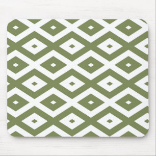Olive green and white diamond pattern mouse pad