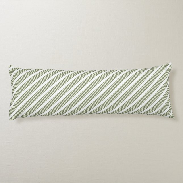 Olive green and white five stripe pattern body cushion (Back)