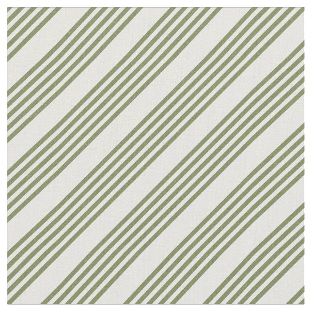 Olive green and white five stripe pattern fabric (Close Up)