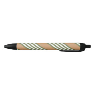 Olive green and white five stripe pattern with tan black ink pen
