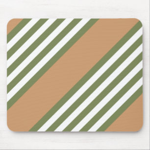 Olive green and white five stripe pattern with tan mouse pad
