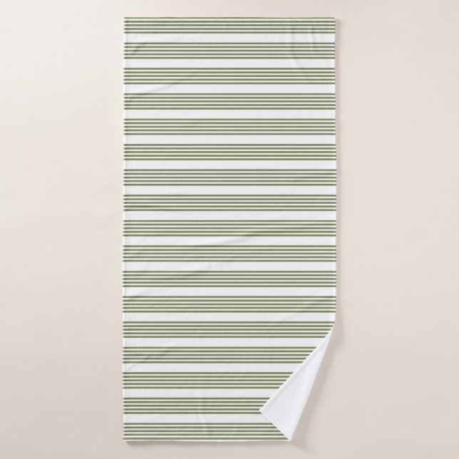 Olive green and white five stripes pattern bath towel (Bath Towel)