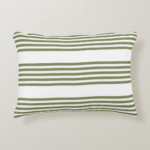 Olive green and white five stripes pattern decorative cushion