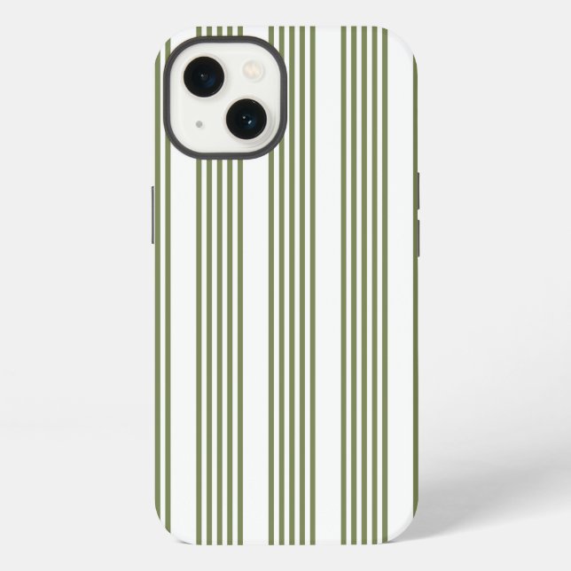 Olive green and white five stripes pattern iPhone case (Back)