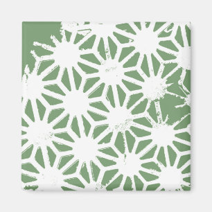 Olive green and white geometric pattern magnet