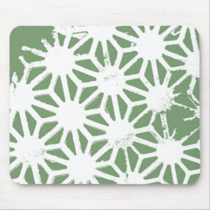 Olive green and white geometric pattern mouse pad