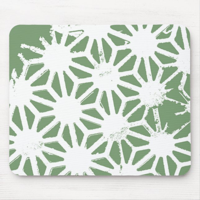 Olive green and white geometric pattern mouse pad (Front)
