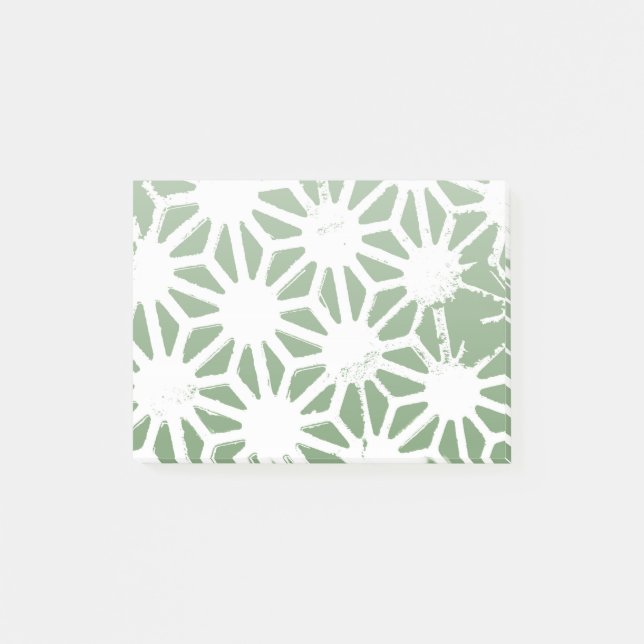 Olive green and white geometric pattern post-it notes (Front)