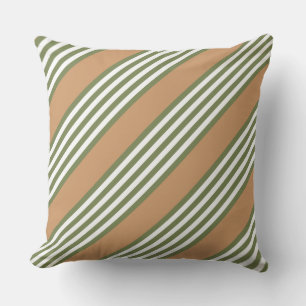 Olive green and white stripes pattern with tan cushion