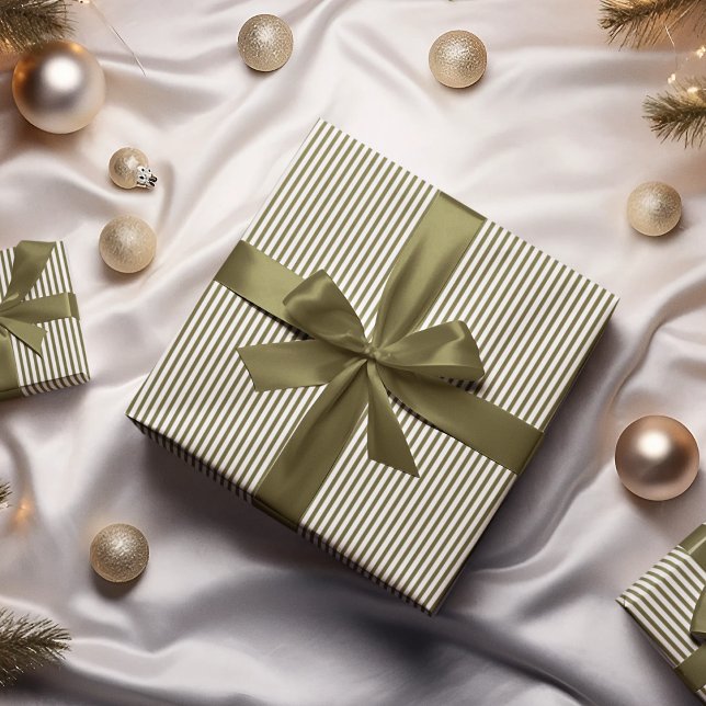 Olive Green and White Stripes Pattern Wrapping Paper (Olive Green and White Stripes Pattern Gift Wrap. Simple Fall Design for Autumn Inspired by Nature.)