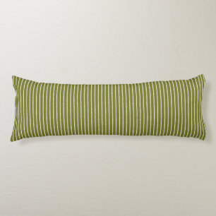 Olive Green and White Stripes with Uneven Lines Body Cushion