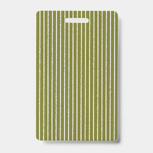 Olive Green and White Stripes with Uneven Lines ID Badge