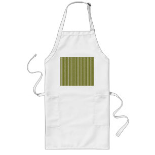 Olive Green and White Stripes with Uneven Lines Long Apron
