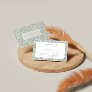 Olive green and white vintage paisley pattern business card